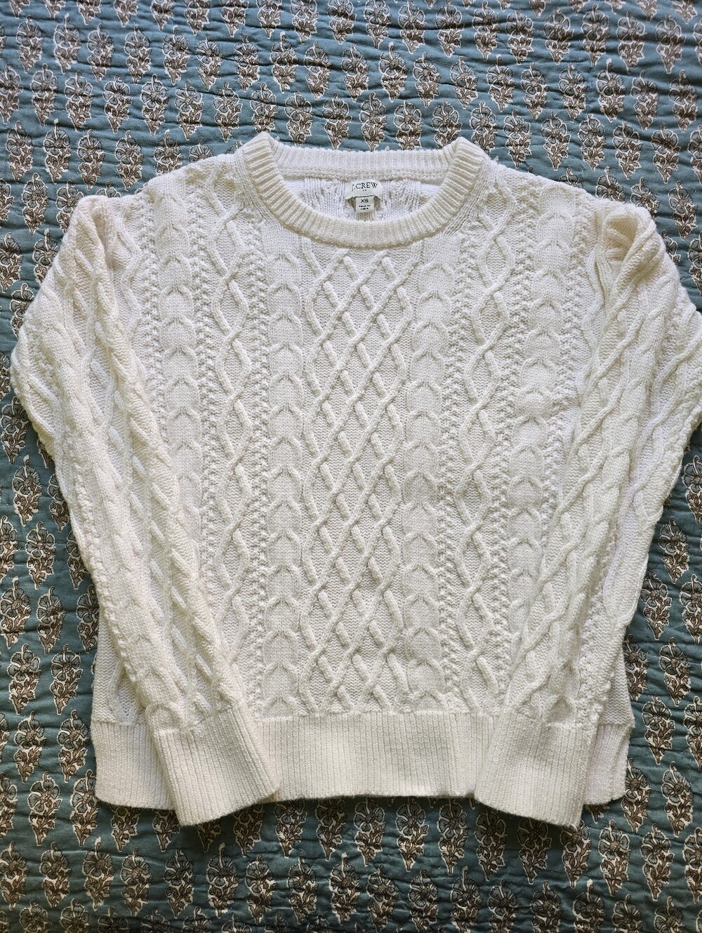 J. Crew Cotton Cable Knit Fisherman Heavy Knit Sweater Women's Size XS